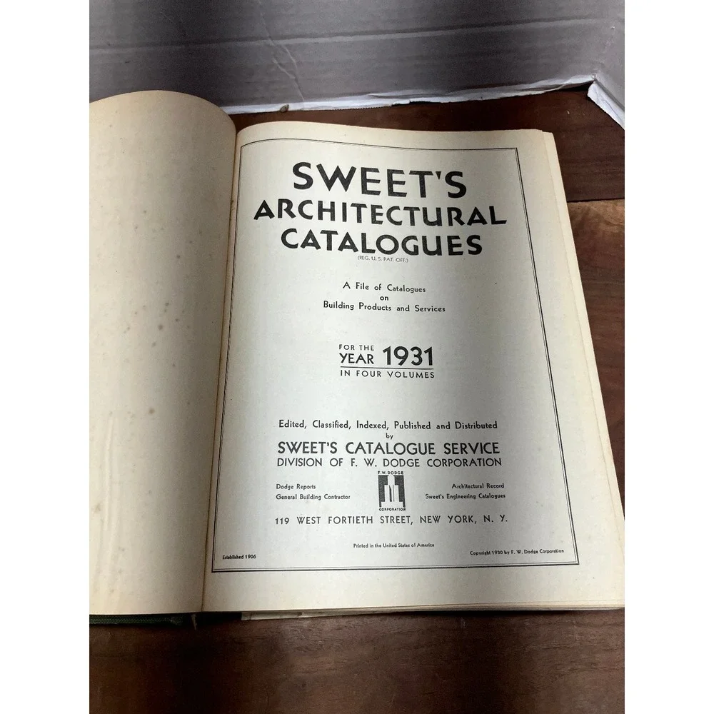 Sweet's Architectural Catalogues Vol B 1931 F.W. Dodge Vintage Building